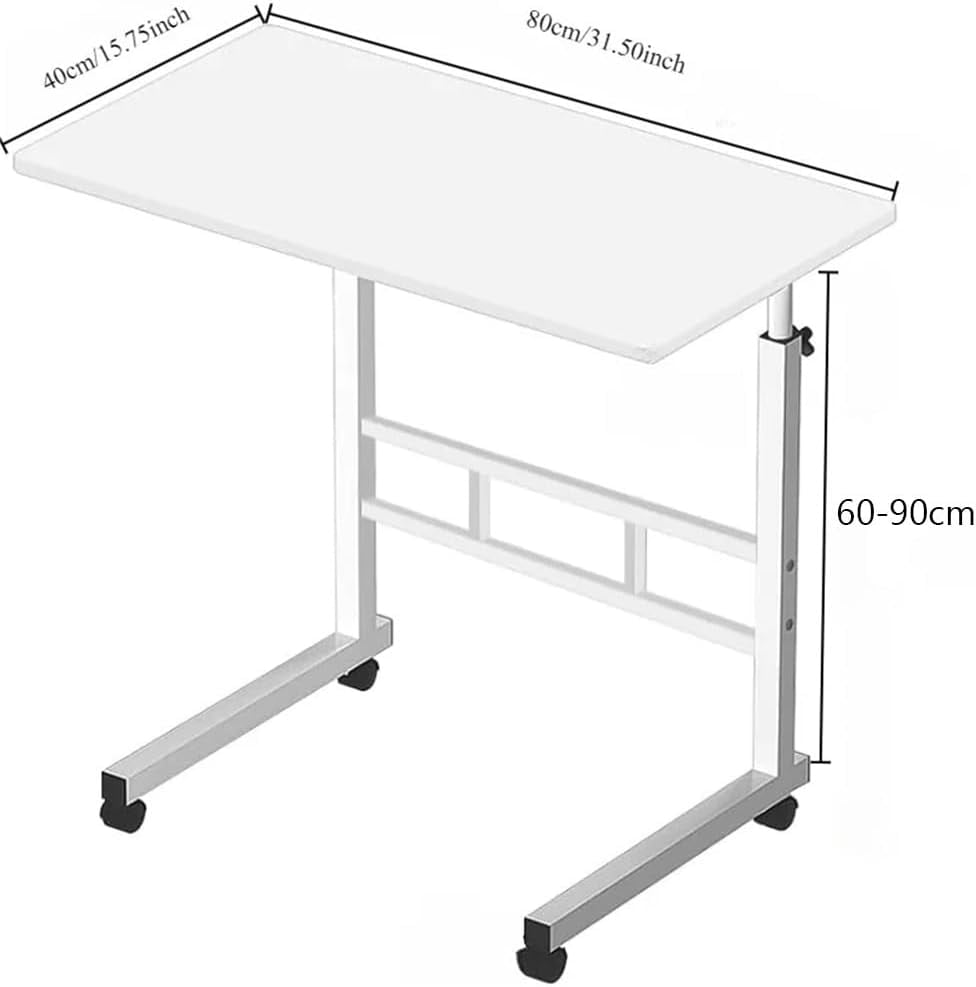 QinaQin Standing Desk Adjustable Height,Small Computer Desk with Wheels,Portable Laptop Standing Table for Home Office Study,White