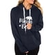 thumbnail image 3 of Sudadera con capucha Estampado de manga larga Bolsillo con cordón elástico Sudadera con capucha cómoda e informal para mujer Azul marino M, 3 of 6