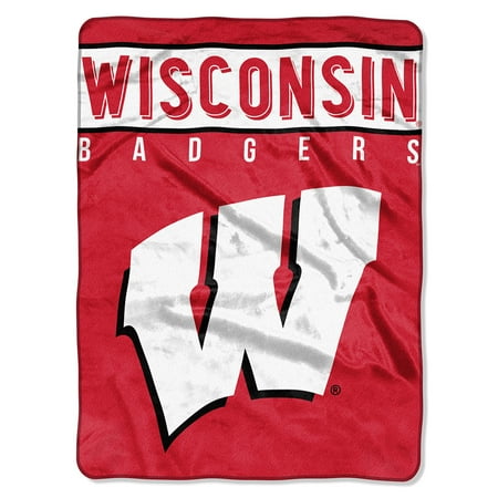Wisconsin Blanket - Wisconsin Badgers NCAA Royal Plush Raschel Blanket (Basic Series) (60x80)