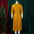 thumbnail image 4 of AURA Women’s Pleated Midi Dress Suit Collar High Waist Three Quarter Sleeve Solid Color S XXXL, 4 of 7