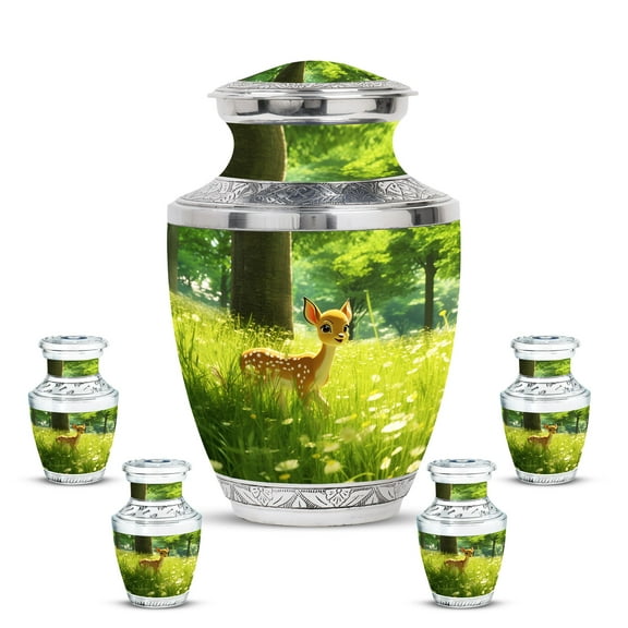 KARYLIZ Deer Urns for Human Ashes - Green Funeral Mini Urns For Human Ashes Keepsake - Memorial Cremation Urn for Human Ashes - Decorative Urn for Ashes for Women