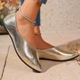 thumbnail image 4 of Ballet Widestep Shoes for Women, Women's Pointed Toe Work Dress Shoes Comfortable Dressy Slip On Shoes for Women Glossy Leather Flat Wedding Party Business Office Low Top Ballet Flats, Gold 5.5, 4 of 8