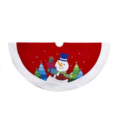 - Kurt Adler 48-Inch Red and White Velvet Glittered Snowman Tree Skirt