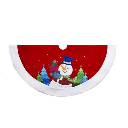 UPC 086131414459 product image for Kurt Adler 48-Inch Red and White Velvet Glittered Snowman Tree Skirt | upcitemdb.com
