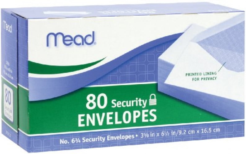 Mead 6 3/4 Security Envelopes, 80 Count (75212)