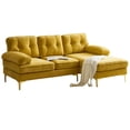 thumbnail image 3 of Sectional Couches for Living Room, Convertible Sectional Sofa L Shaped Couch with Tufting Backrest & Armrest, Comfy Sofa Couch with Metal Legs, 3-Seat Small Sofa Couch for Bedroom, Small Space, Yellow, 3 of 7