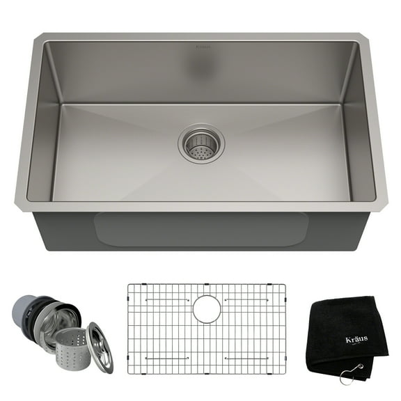 KRAUS Standart Pro 30" Undermount Single Bowl 16 Gauge Stainless Steel Kitchen Sink