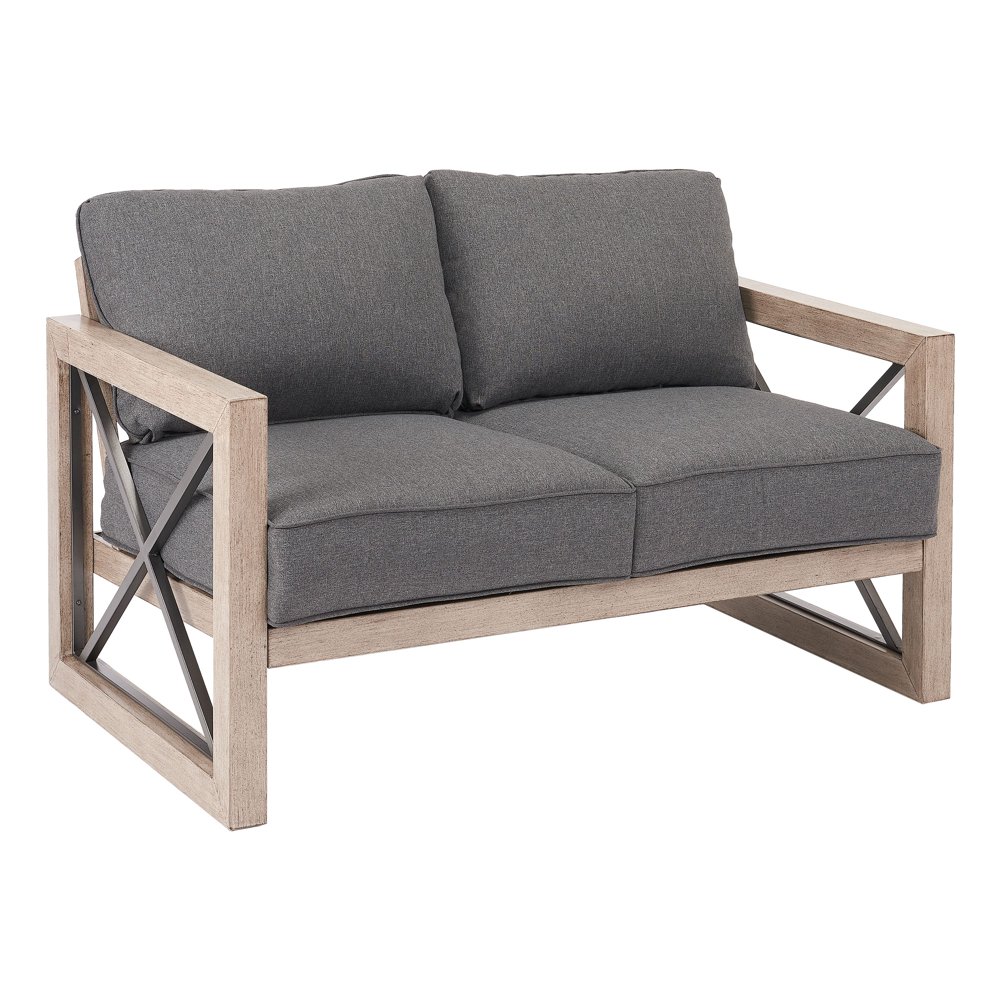Better Homes & Gardens Remsen 2Piece Patio Loveseat Set with Gray Cushions