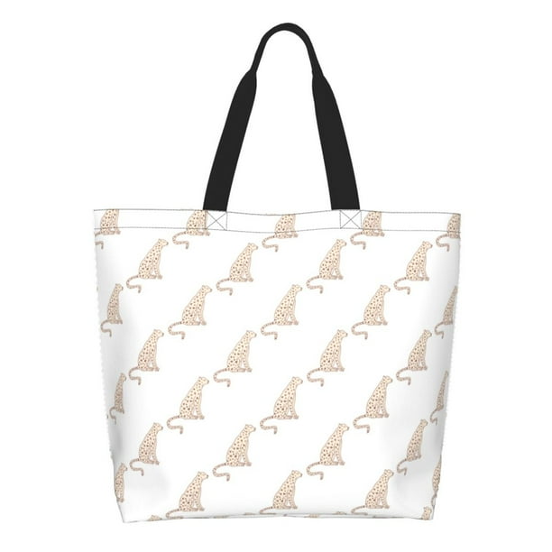 Fotbe Leopard Print Bolsa Tote Estética de Lona con Estampado para Mujer - Bolsa Reutilizable de Hombro Casual para Vacaciones, Compras, Trabajo y Gimnasio