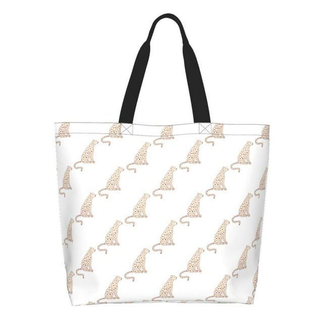 Fotbe Leopard Print Bolsa Tote Estética de Lona con Estampado para Mujer - Bolsa Reutilizable de Hombro Casual para Vacaciones, Compras, Trabajo y Gimnasio