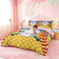 thumbnail image 3 of meiyoeat Cute Baseball Monogrammed M Duvet Cover Set For Girls,Colorful Ice Cream Drip Bedding Full For Girls Kids,pink Reversible,3 Pieces(No Comforter), 3 of 6