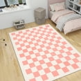 thumbnail image 3 of Area Rugs for Bedroom Living Room, 5' x 6.6' Ft Checkered Rug Retro Checkerboard Moroccan Rug Lightweight Outdoor Washable Carpet Rustic Decor for Living Room Bedroom Kitchen Patio(Pink/White), 3 of 9