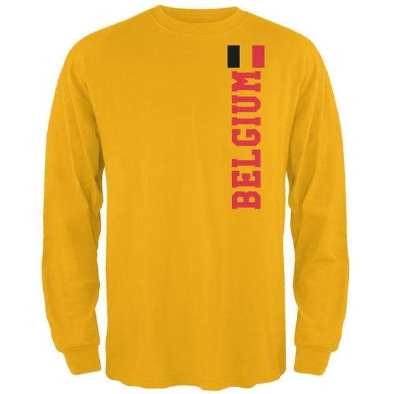 World Cup Belgium Mens Long Sleeve T Shirt Gold MD