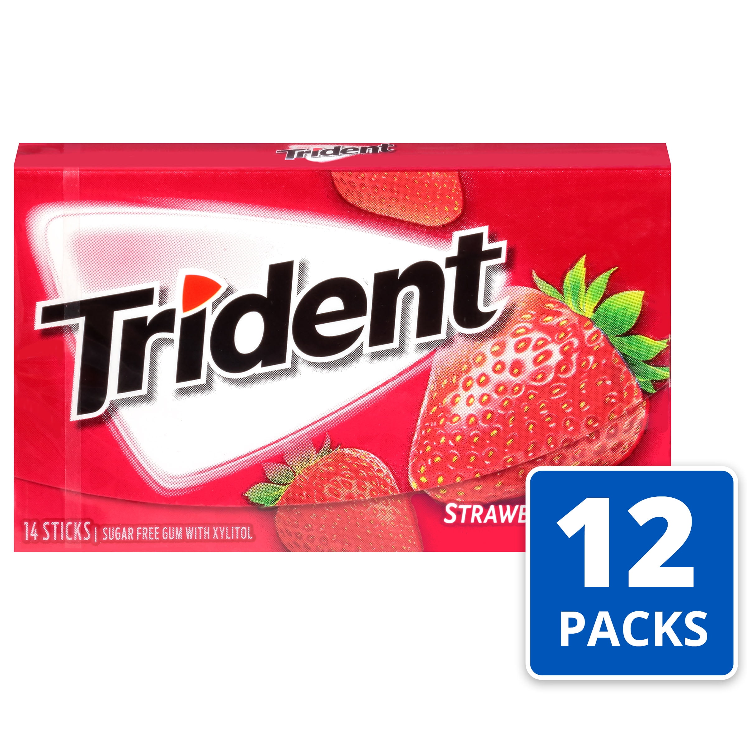 Trident Strawberry Twist Sugar Free Gum, Made with Xylitol, 12 Packs of