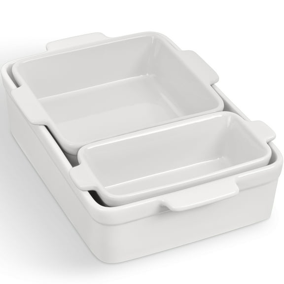 Best Choice Products 3-Piece Ceramic Bakeware Set, Stoneware Baking Dishes, Casserole Serving Set - Vanilla Buttercream