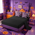 thumbnail image 3 of Homewish Victorian Halloween Skeleton 7-Piece Twin Bedding,Moth Botanical Pattern Bedding Comforter Set,Purple Cream,Black Reversible, 3 of 8