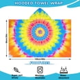 thumbnail image 2 of Colorful Tie Dye Mandala Pattern Hooded Bath Towel，60"x35" for Ages 3 To 12 Kids, Quick Dry Lightweight Soft Microfiber Hood Beach Towel Cover Up for Kids, 2 of 7