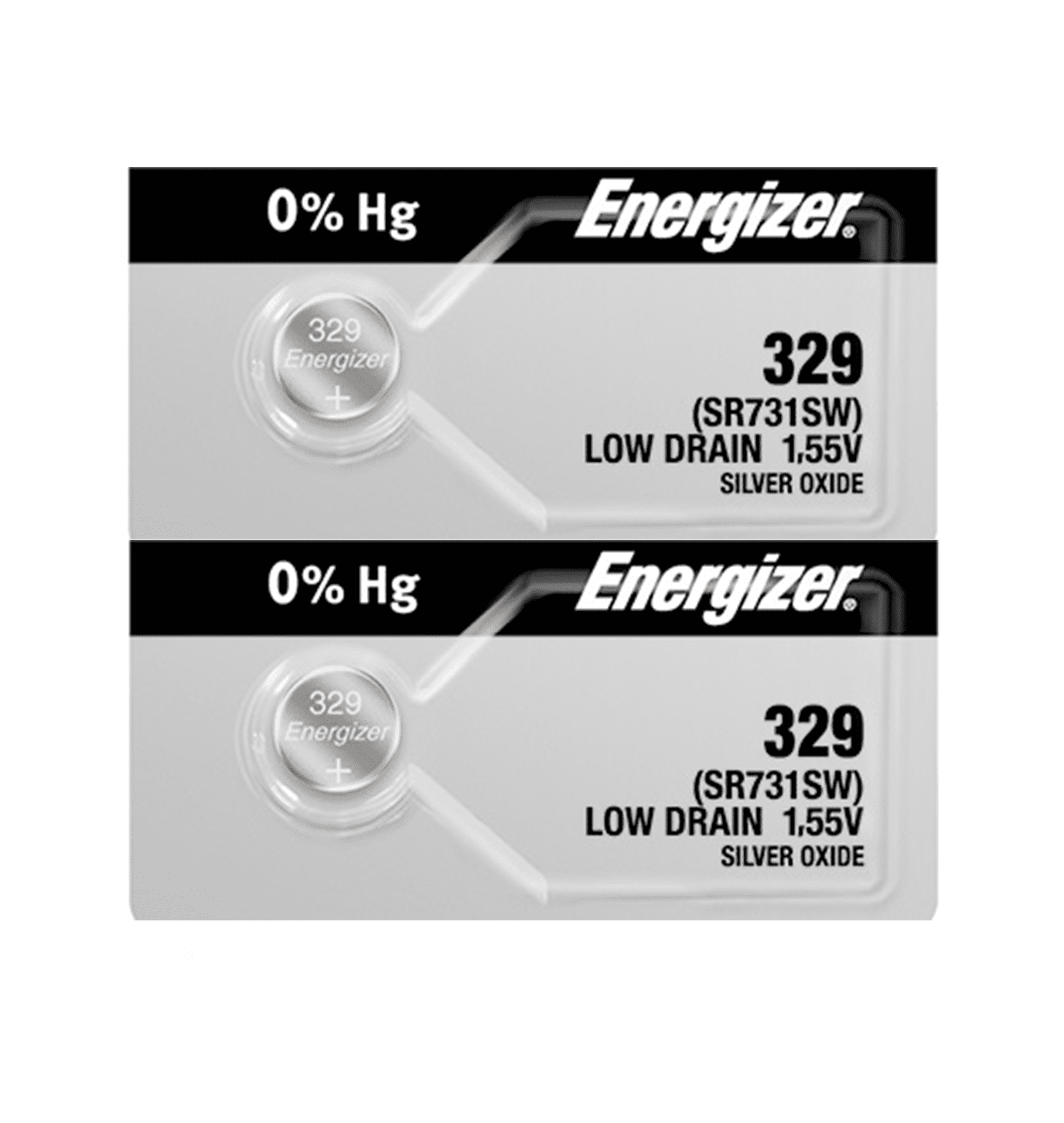 Energizer 329 SR731SW 1.55V MercuryFree Silver Oxide Watch Battery (2 Pack)