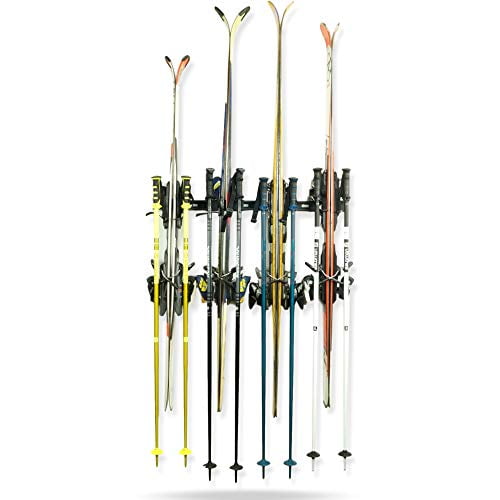Koova Ski Rack For Garage Wall Storage | Indoor Ski Storage Racks | Ski Rack Garage Storage for Shed Organization | Pole Ski Holder & Winter Sports Organizer For Garage | Ski Hooks for Wall | USA Made