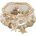 thumbnail image 3 of Conjunto de pulseras con colgante elástico de piedra de cristal de mariposa bohemia para mujeres y niñas, pulsera elástica apilable con cuentas doradas, joyería colorida con dijes, playa de verano boh, 3 of 4