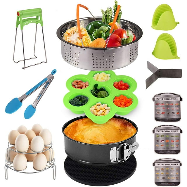 14Pcs Instant Pot Accessories Compatible with Instant Pot Set for 5/6/8 Qt Instantpot Accessories Pressure Cooker - Steamer Baskets, Egg Bites Mold, Springform Pan, Silicone Trivet Mat
