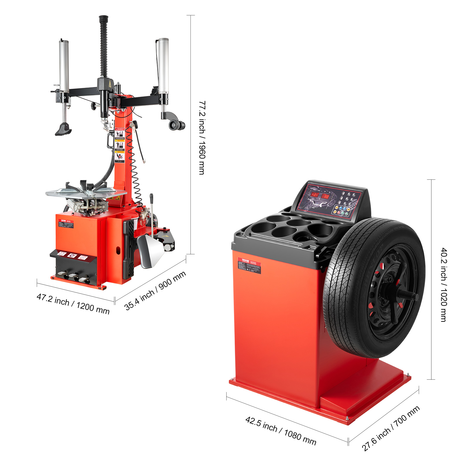 VEVOR Electric Tire Changer, 18" Spindle, Durable Tire Changer Tire Balancer with 1.5 HP Motor, Accurate Tire Changer Tire Balancer with Auto Calibration Mode, FIt for Sedans/SUVs/Pickup Trucks
