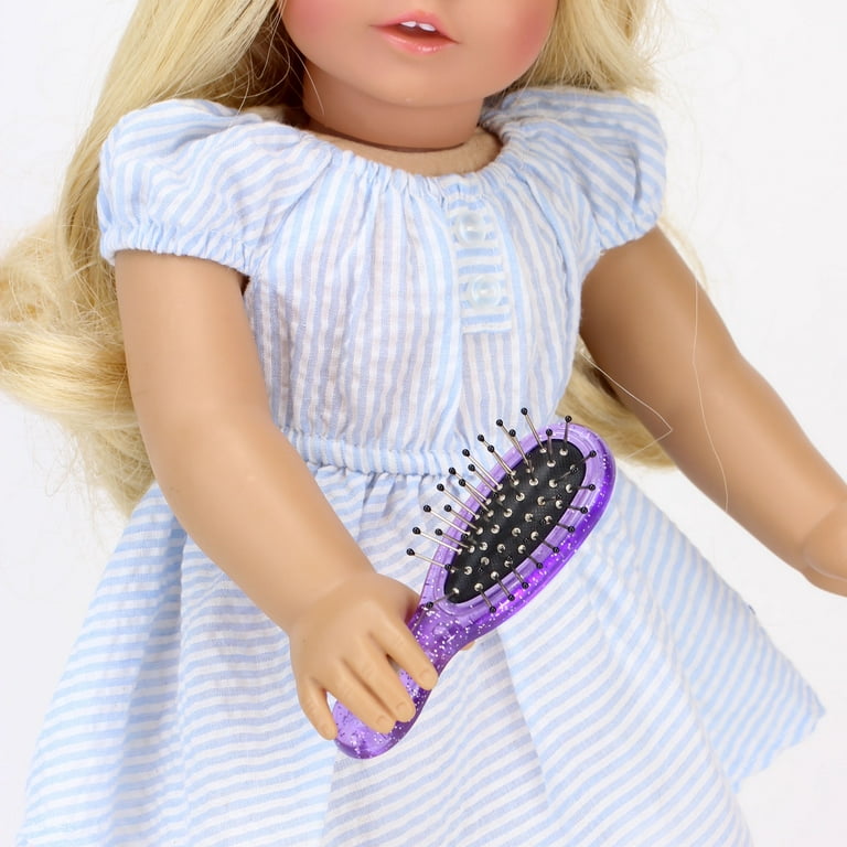 Sophia's 18 Inch Doll-Sized Glitter Wig Hair Brush with Air Cushion and  Plastic Tipped Bristles, Purple 