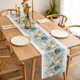 thumbnail image 3 of Vintage Beach Coastal Table Runner - 70 Inch Long Nautical Shell Starfish Coral Summer Cotton and Linen Blended Dress Scarves Farmhouse Table Runner for Kitchen Dining, Coffee Table, 13" x 70", 3 of 8