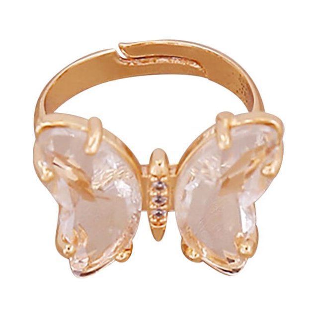 Ladies Fashion Creative Solid Color Butterfly Adjustable Ring With Opening