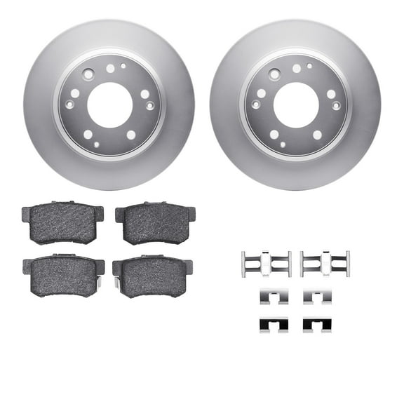 Dynamic Friction Company Rear Geospec Brake Rotors with 5000 Advanced Brake Pads includes Hardware 4512-59147