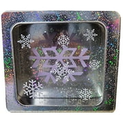 Holiday Time Silver Square Window Tin with Christmas Des. Ct 1. Made of Tin Plate Steel and APET