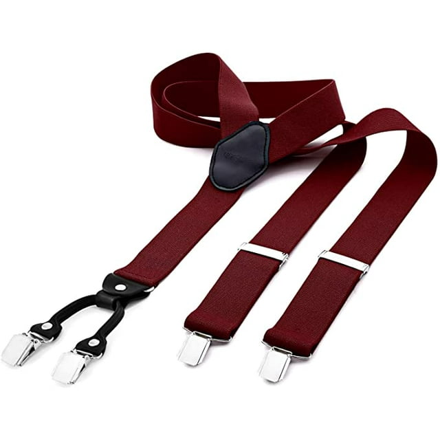 Men'S Braces Wide 4 Clips With Leather In Y-Shape - Elastic And Adjustable In Length In Different Designs
