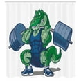 thumbnail image 3 of Ambesonne Animal Shower Curtain, Cartoon Crocodile, 69"Wx70"L, Jade Green Blue, 3 of 3
