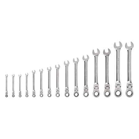 TEKTON Flex Head 12-Point Ratcheting Combination Wrench Set, 15-Piece (1/4-1 in.) | WRC95001