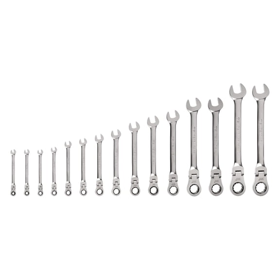TEKTON Flex Head 12-Point Ratcheting Combination Wrench Set, 15-Piece (1/4-1 in.) | WRC95001