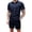 Navy, variant on SOOMLON Summer Outfits for Men Big and Tall Button Down Waffle Shirts Short Sleeve Outfits Vacation 2 Piece Sets