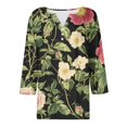thumbnail image 5 of JTZGDY Cute 3/4 Lenght Sleeve Tops for Women Trendy 2025 Dressy Casual Summer Floral Printed Oversized Button Henley Shirts Loose Fit Cozy Tunic Blouse Green#01 S, 5 of 5