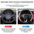 thumbnail image 5 of Queilt 37-38CM Universal Car Steering Wheel Cover Car Steering Wheel Cover without Inner Ring Embroidered Leather PU Leather Anti-Slip Breathable Steering Wheel Protector for Auto (Pink), 5 of 5