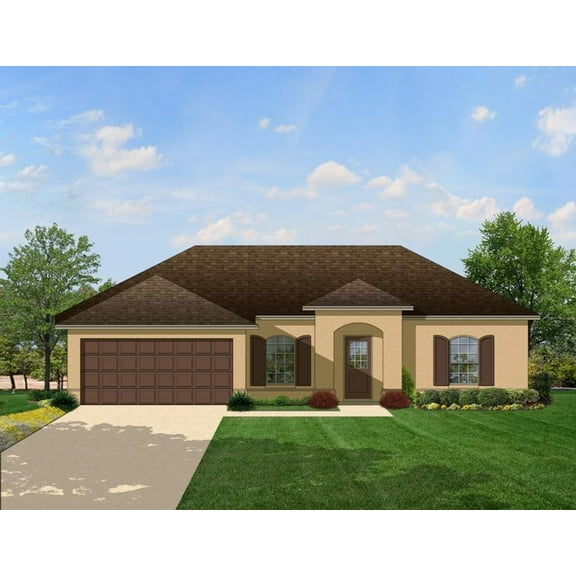 556-1315: Colonial CMU 3 Bed, 2 Bath Luxury Home Plan, 1315 Sq Ft: Full Blueprints with License to Build by Home Plan Marketplace - Lesuto