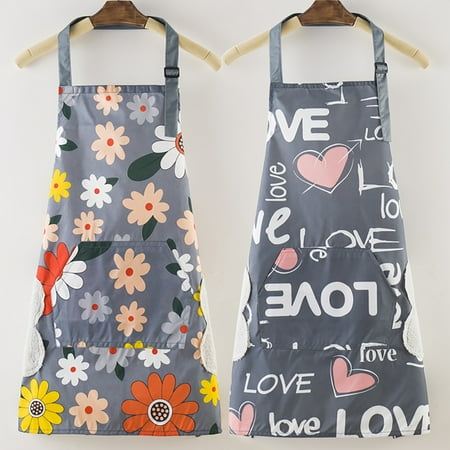 

Riguas Breathable Kitchen Apron Stain Repellent Oil-proof Floral Print Design Chef Bib Household Supplies