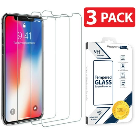 3-PACK TTECH For Apple iPhone 11 Pro / X Tempered Glass Screen Protector Film Cover, Anti-Scratch, Anti-Fingerprint, Bubble Free, 100% Clear, HD, In Retail Package fits iPhone X / XS / 11 Pro