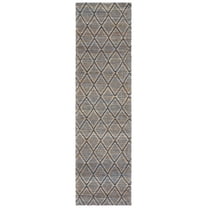 SAFAVIEH Natural Fiber Ezra Geometric Runner Rug, Natural/Blue, 2'3" x 9'