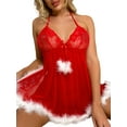 thumbnail image 6 of Gvmfive Women Lace Babydoll Sexy Christmas Lingerie G-string Underwear Sleepwear, 6 of 6