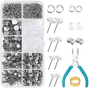 Hypoallergenic Earring Posts and Backs, Yiting 1800pcs Stainless Steel Stud Earring Kit with Earring Base Studs, Earring Backs and Jump Rings for Clay, Resin, Pearls, Jewelry Making and Crafting