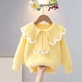 thumbnail image 5 of Mooqilaa Girls Crew Neck Sweaters, Pullover Knitted Casual Long Sleeve Winter Tops Yellow Size 1-2 T, 5 of 7
