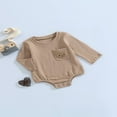 thumbnail image 2 of Barboteuse d'Automne pour Bébés Filles Garçons, Col Brodé d'Ours, Manches Courtes, Combinaison à Boutons-Pression, 2 of 6