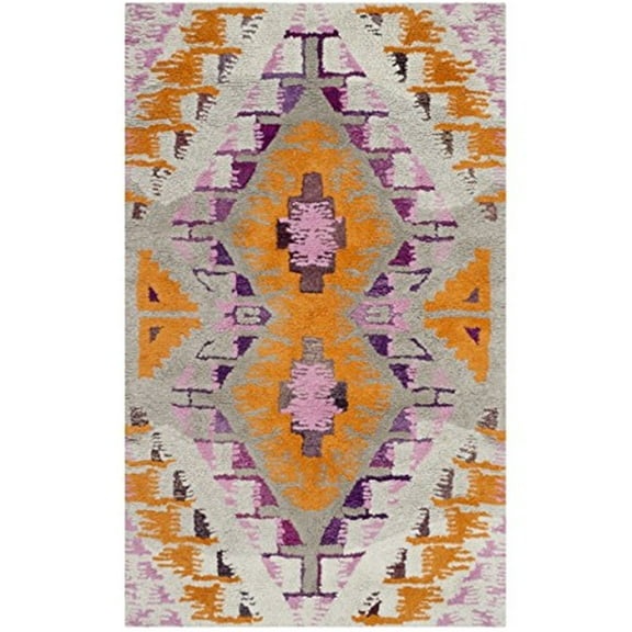 SAFAVIEH Casablanca Bysshe Southwestern Shag Area Rug, Ivory/Multi, 5' x 8'