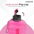 thumbnail image 2 of HYDRATE Transparent Pink Half Gallon Water Bottle - BPA Free, Flip Cap, Ideal for Gym or Outdoor Activities, 2 of 7
