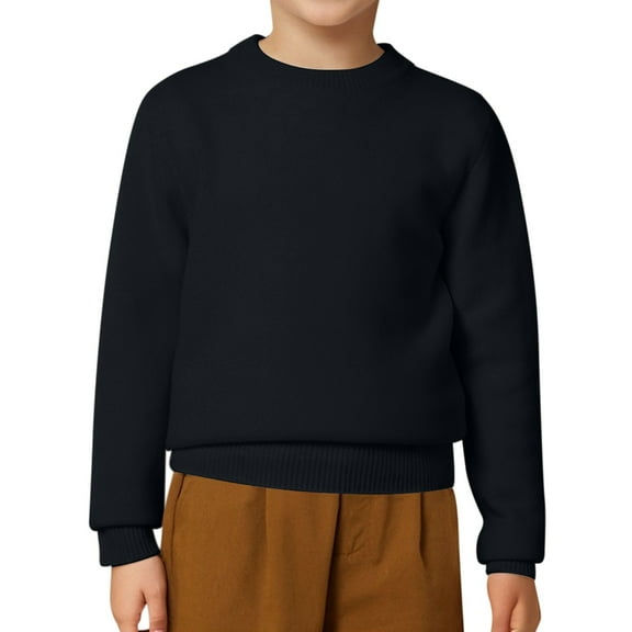 RUTAYY Children Boys Sweatshirt Long Sleeve Sweater Casual Solid Color Round Neck Soft Comfortable Warm Winter Stylish Classic Pullover