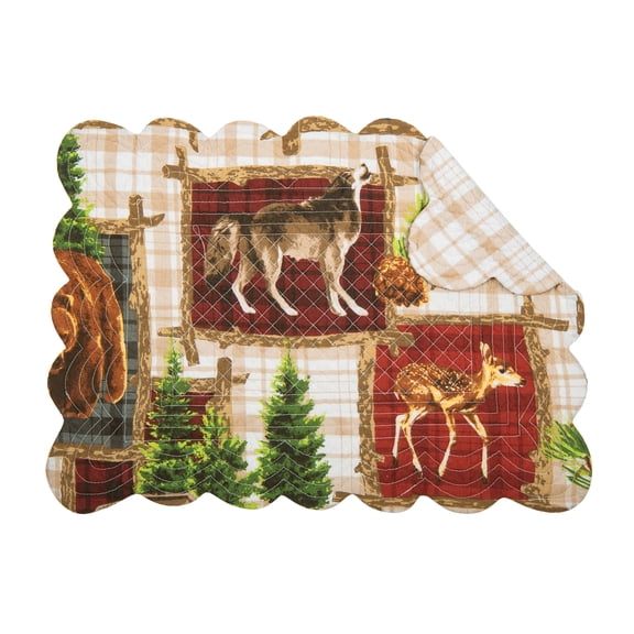 Bryson Retreat Woven Quilted Single Placemat Scallop, 13" x 19"